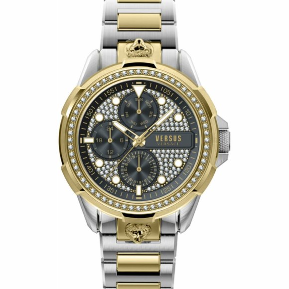 Versace Men Versus Black Diamond Two-Tone Watch